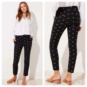 LOFT Marisa Slacks Trousers Dachshund Dog Print Pants Size 8